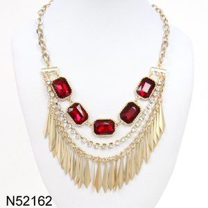 Bijou drive red gold rhinestone necklace